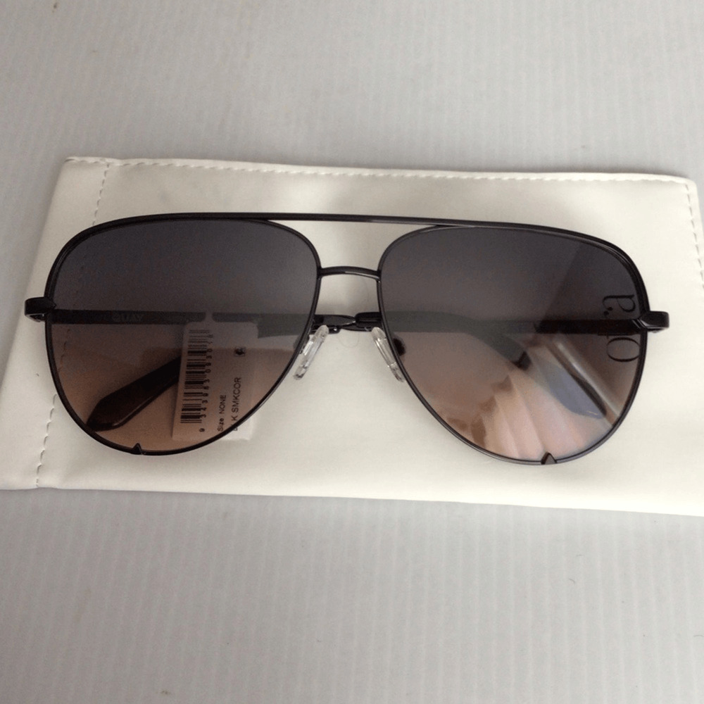 NEW! Rare Quay cocoa and black fade large Stylish Black Aviator Sunglasses